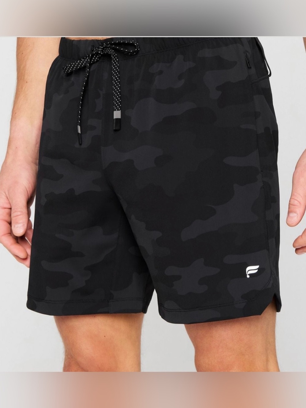 Fabletics Men's Black Camo One Shorts 7”